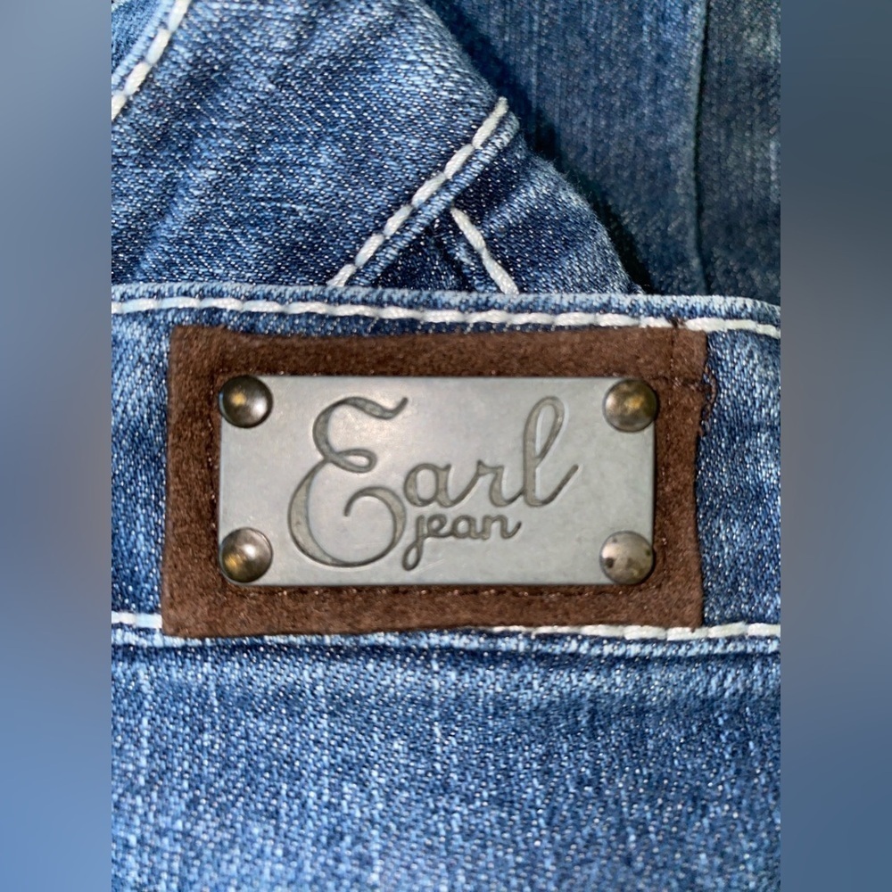 EARL JEAN denim jeans bling embroidered pockets blue vintage bootcut size 8 - Picture 6 of 13